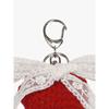 PinK PinEAPPLE CROCHET HEART RIBBON keyring_RED