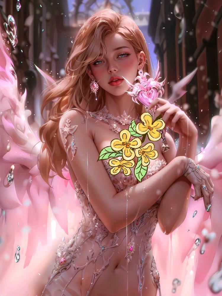 5D DIY Алмазная картина Крылья ангела Полный квадрат Круглый Алмазная мозаика Мультфильм Портрет Фэнтези Искусство Украшение для дома Подарок