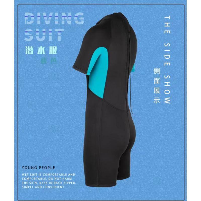 Kids 3mm Short Sleeve Pants Wetsuit Snorkeling Swimming Diving Warm Water Activities Black Red Blue