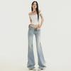 Spring And Summer Lace Patchwork Low Waisted Flared Jeans