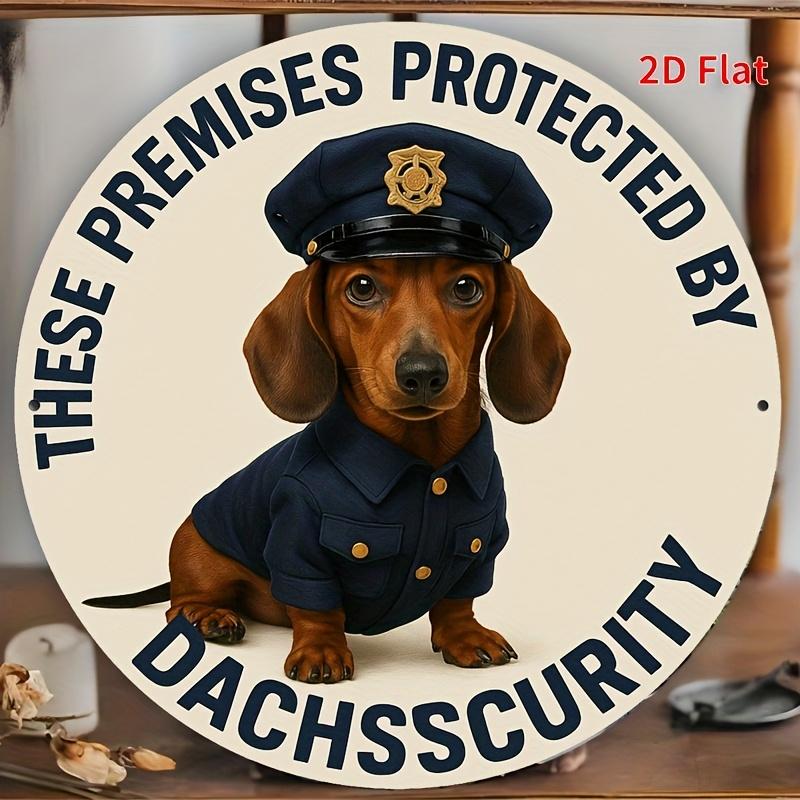Жестяная табличка Это помещение охраняется Dachsscurity Металлическая табличка Декор стены Винтажный Любитель собак Домашний офис Бар Мужская берлога Настенное искусство