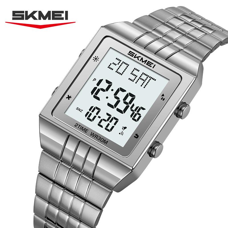 SKMEI 2335 Business Digital Square Electronic Watch Men's Fashion Waterproof Stainless Steel Strap Women's Watch reloj hombre