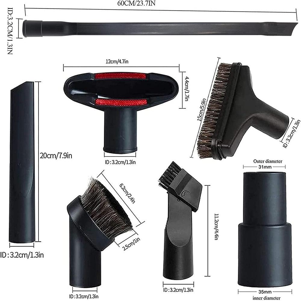Vac Replacement 32mm Vacuum Attachments Dusty Brush & Crevice Kit Black