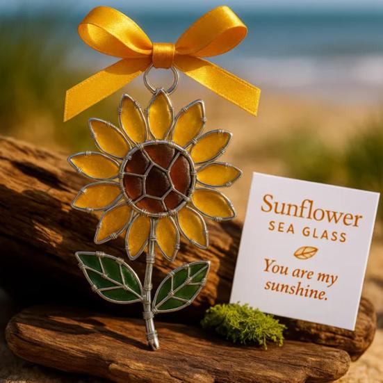 Sunflower Sea Sunflower Xmas Tree Hanging Decor Glass Ornament Handmade Acrylic Rustic Vintage Suncatcher Living Farmhouse