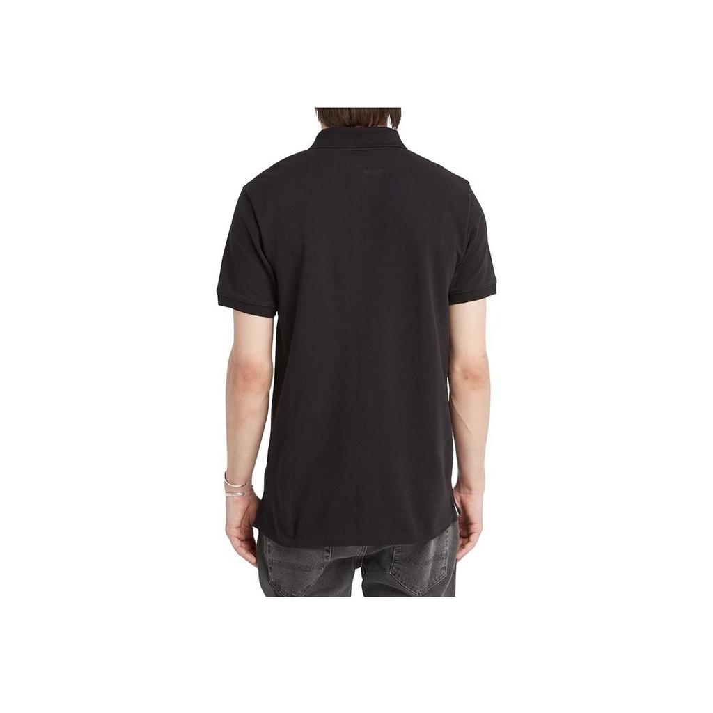 Timberland Мужская рубашка поло с коротким рукавом и сплошным логотипом прямого кроя, черная A2EPM-001