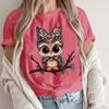 Модная женская футболка с милым принтом совы из мультфильма, забавная повседневная футболка с круглым вырезом и короткими рукавами, летняя женская футболка