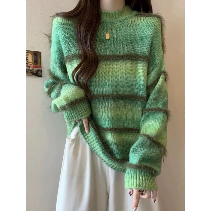 Осень и зима новая мода градиентный цвет красочный с бахромой свободного кроя тонкий универсальный свитер вязаный свитер топ женский