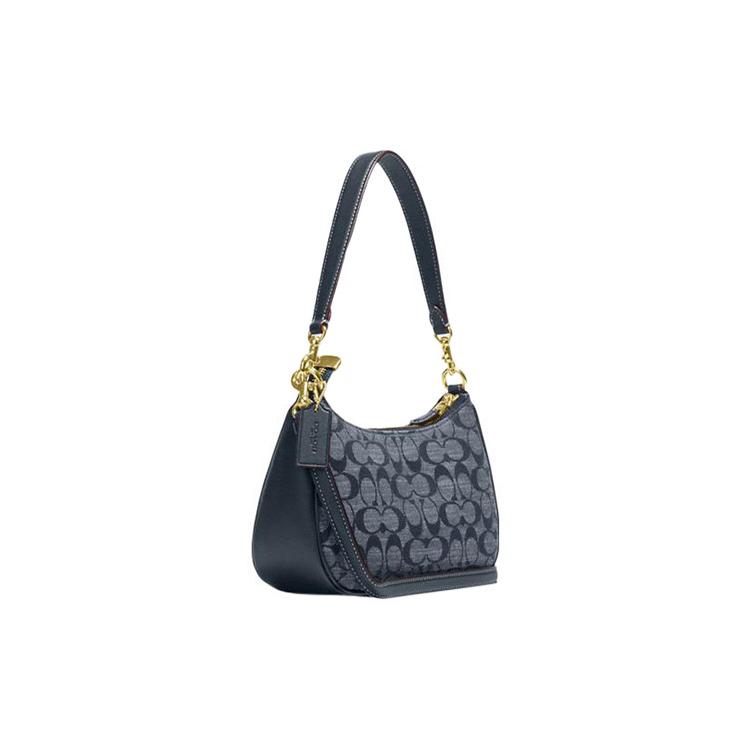 New COACH Teri Fabric With Cow Leather Shoulder Bag, Handbag, Shoulder Bag Medium Size Women's Denim Blue CH139-IMDEI