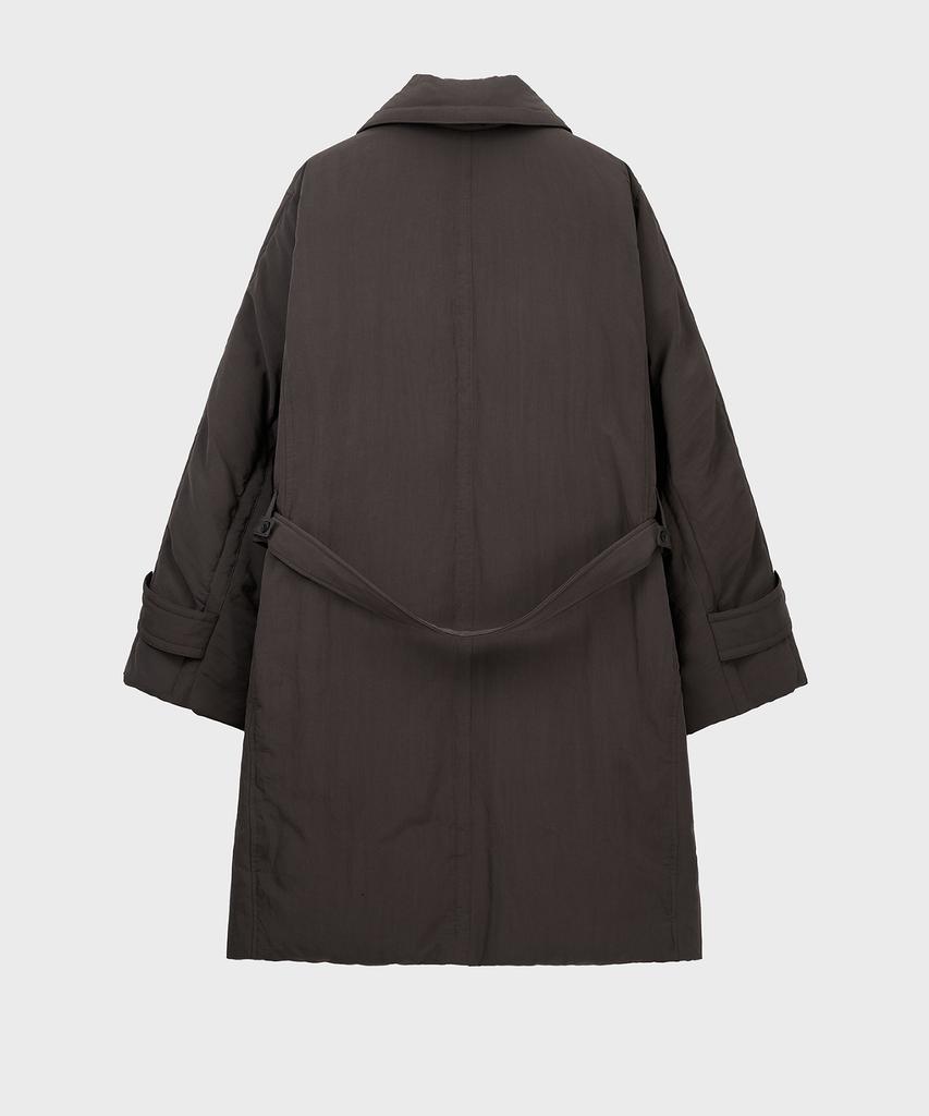 Noirer Padded Wrap Trench Coat (Burgundy)