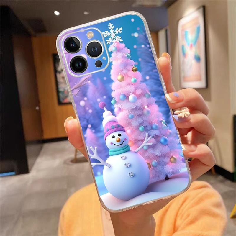 Phone Case For iphone 17 Pro Max 16 15 14 13 Pro Max 17 Air 15 16 Pro 15Plus Cute Snowman Christmas
