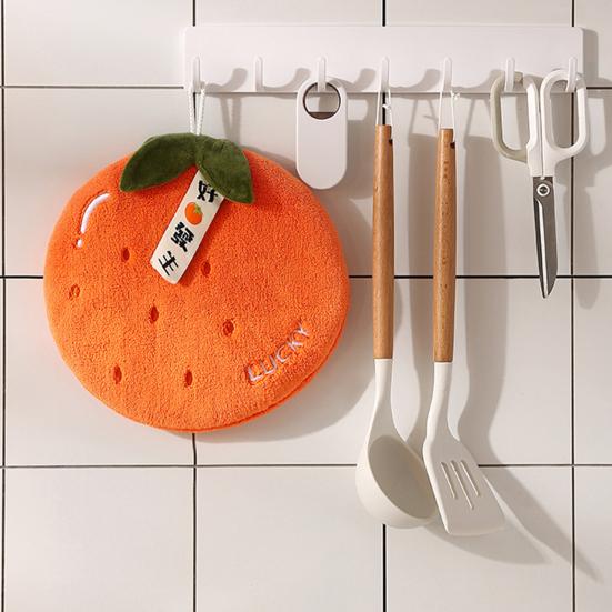 Coral Velvet Hand Towel Soft Absorbent Cartoon Fruit Design with Hanging Rope Quick Drying Household Lazy Hand Wipes Towel