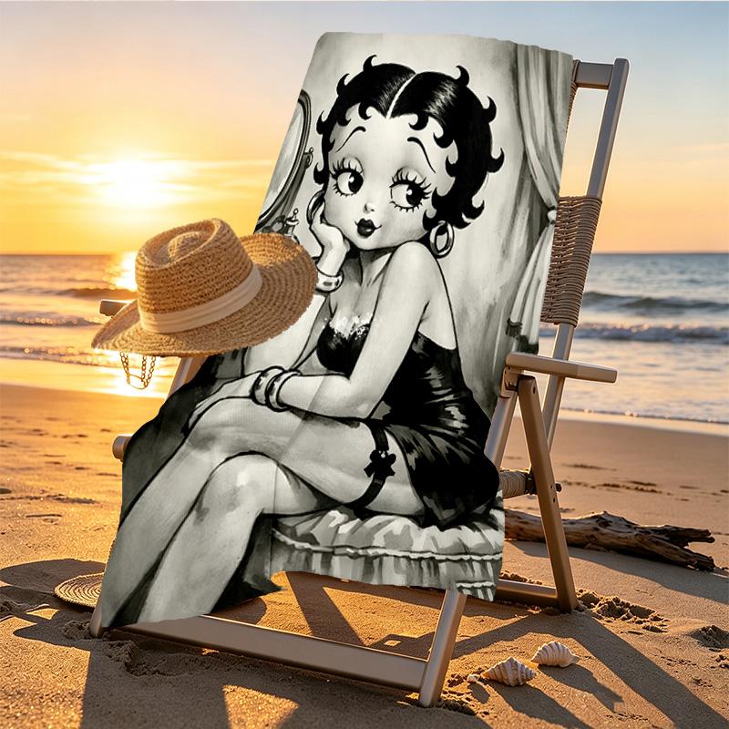 doll Print Beach Towel Design, Soft, Lightweight. for Home Bathroom, Spa, Pool, Yoga, Surfing, Camping, Gift for Family, Friend
