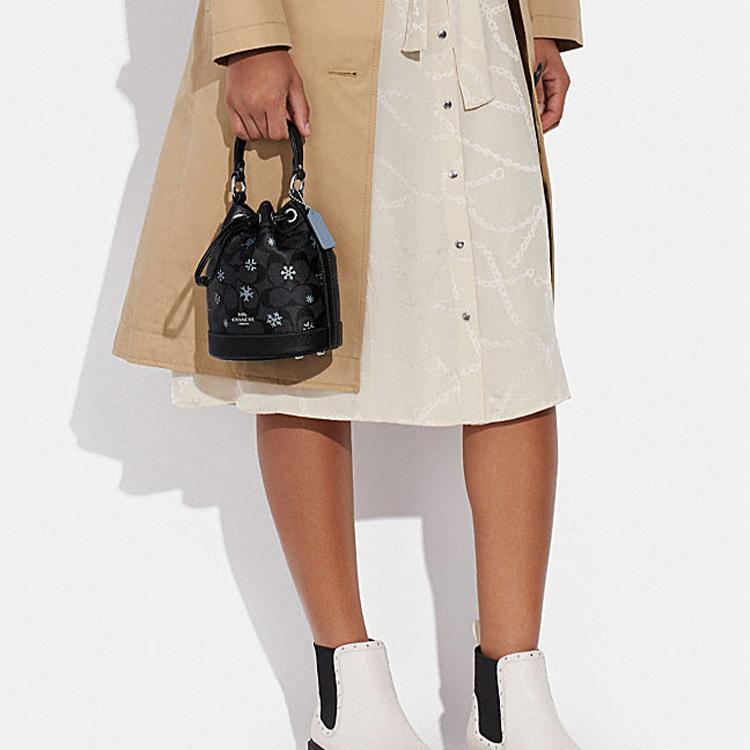 New COACH Dempsey With Cow Leather Bucket Bag, Handbag, Shoulder Bag, Crossbody Bag Mini Women's Brown CE587-IMV2X