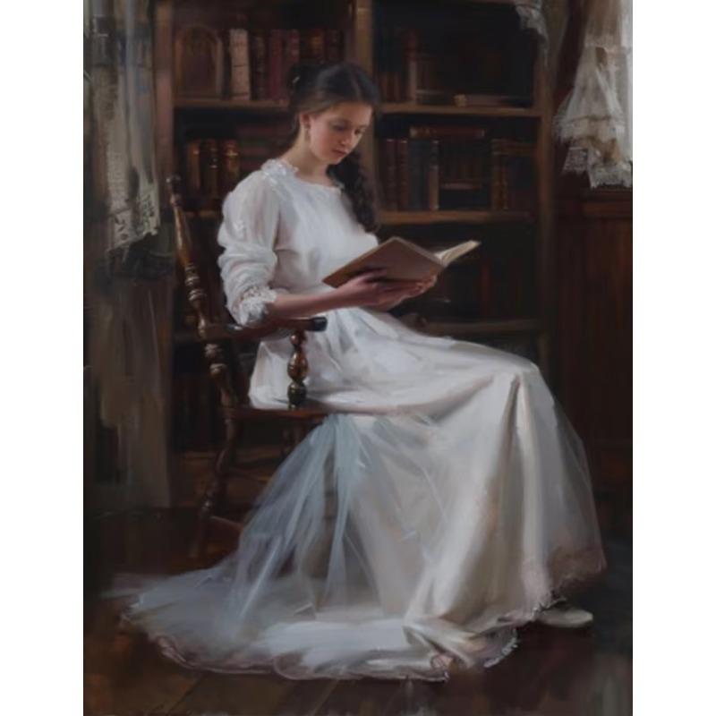 Lovable Beautiful Female Reading Vintage Posters and Prints Canvas Printing Wall Art Picture for Living Room Home ation