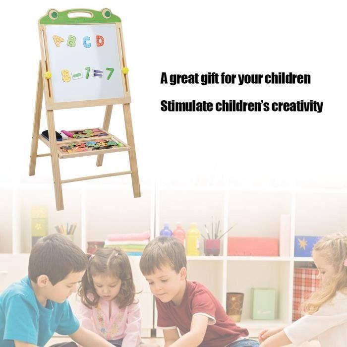 Table à dessin en bois - Modèle grenouille - Double face - Pour enfants - Écologique et portable