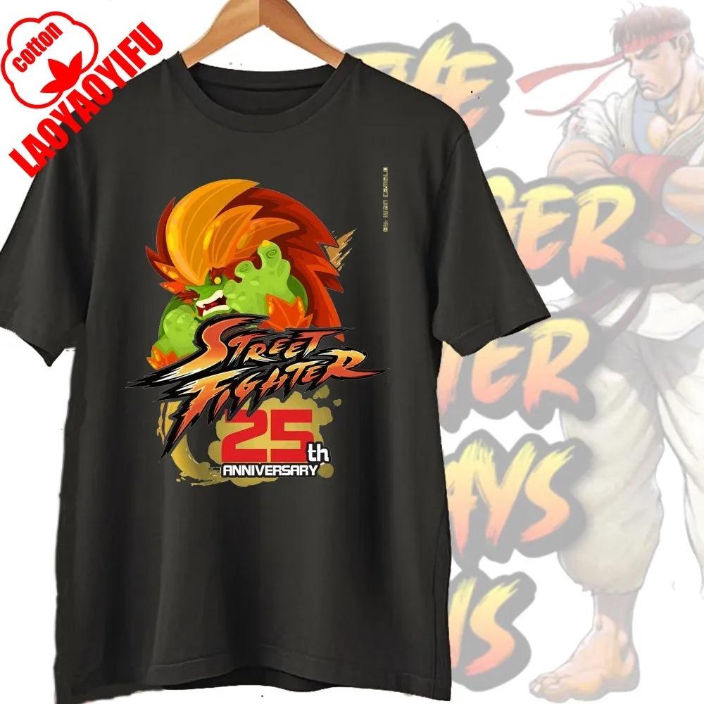 Street Fighter Chun-Li Ryu Принтованные Y2K Новые Парные Хлопковые Футболки Мужские Женские Уличная Одежда Повседневный Харадзюку Ретро Унисекс Футболка Топ