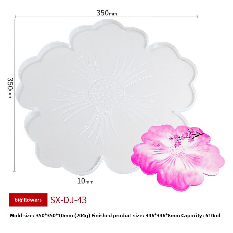 Набор силиконовых форм для подносов Cross-border Petal Coaster Tray - DIY Crystal Drip Form для настольных аксессуаров