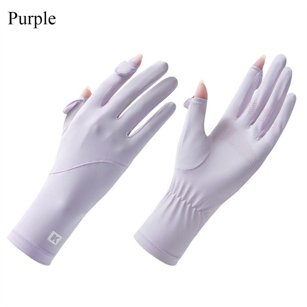 Солнцезащитные перчатки из ледяного шелка, тонкие варежки с защитой от УФ-лучей, модные перчатки для велоспорта и вождения, женские и для девочек