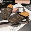 Fashion Crystal Women Flats Slippers Casual Fashion Mules Shoes Slingback Women's Sandals Summer 2025 New Trend Beach Woman Flip Flops