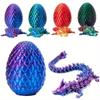 1Pc 3D Printed Dragon Eggs with Dragon Inside Fidget Toys for Adults, 3D Printed Articulated Dragon, Posable Flexible Crystal Dragon Toys