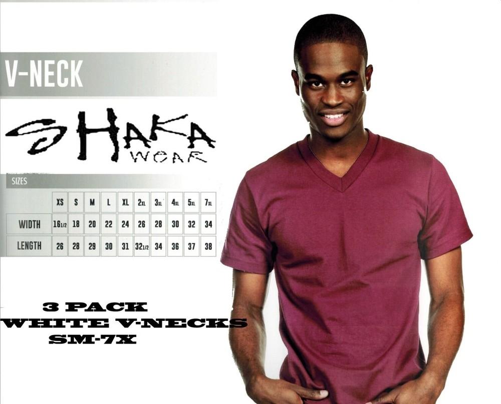 3 PACK SHAKA WEAR MENS WHITE V-NECK S FREE SHIPPING Unisex T-Shirt