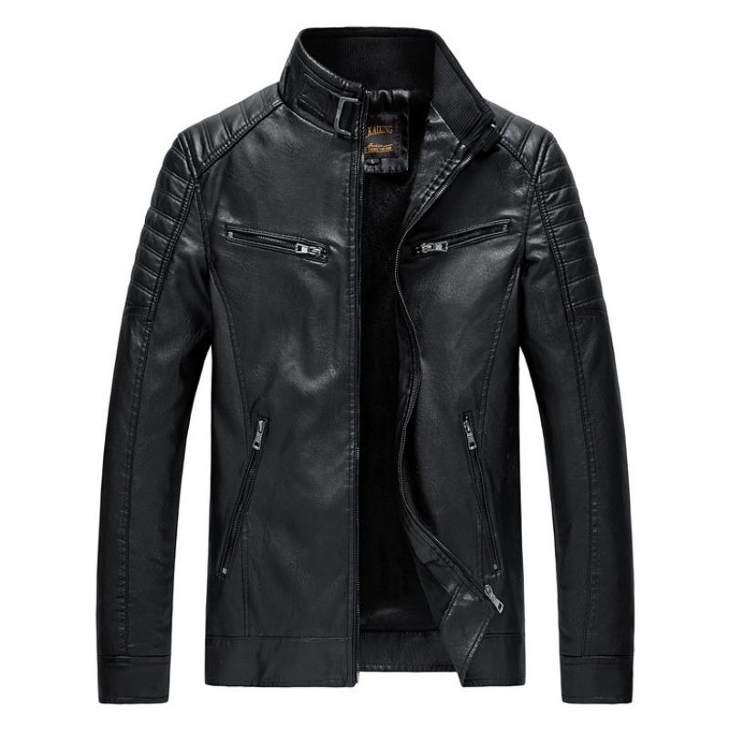Autumn and Winter Men's Leather Jacket, Stand Collar, Trendy Leather Jacket, Handsome Motorcycle Jacket, Men's Jacket