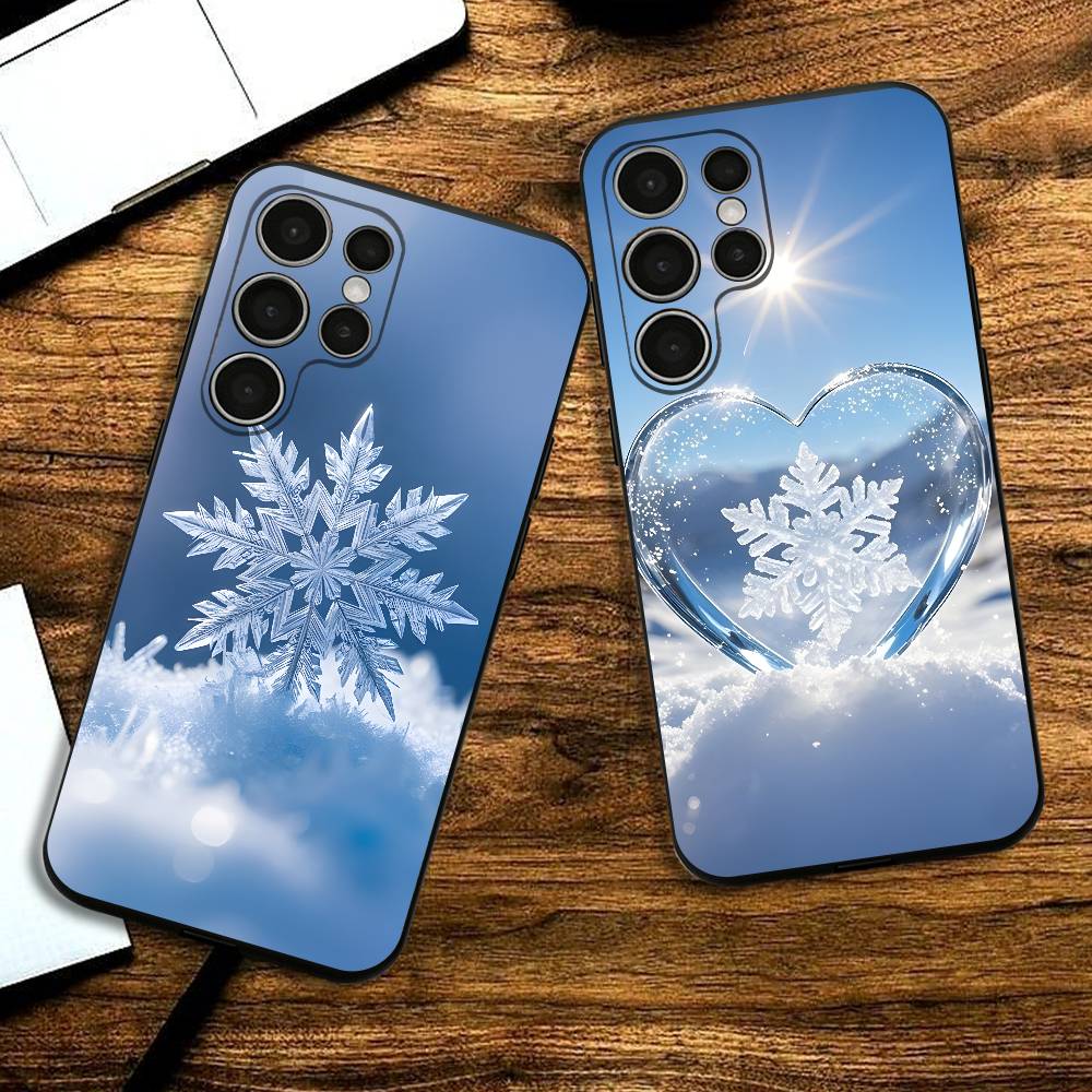 Красивый чехол для телефона со снежинками для Samsung S24 25 23 22 21 20 Plus Ultra 5G Lite Ударопрочный чехол