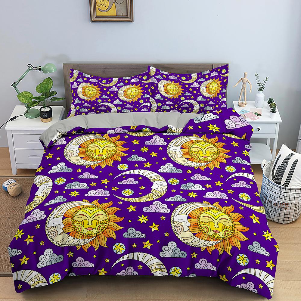 Богемный комплект пододеяльника с тематикой Вселенной, Солнца и Луны, полиэстеровый чехол для одеяла размера кинг, квин, фулл для детского постельного комплекта для мальчиков