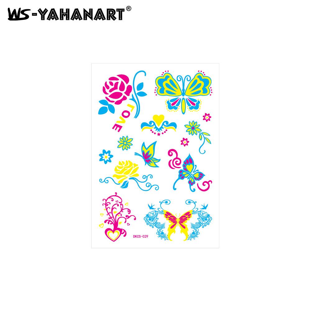 Креативная флуоресцентная наклейка-татуировка на руку с цветком, водонепроницаемая наклейка-татуировка на руку с пером