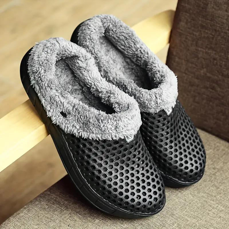 Men's Fashion Clogs, Slip-on Closed Toe Sandals, Soft Sole Walking Shoes With Fuzzy Lining, Outdoor Garden Shoe For Autumn And Winter