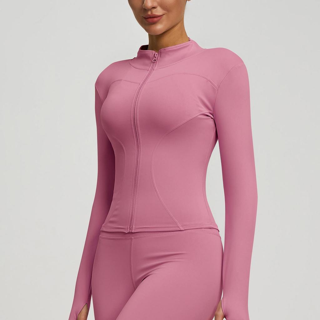 Женская куртка для йоги на открытом воздухе — телесного цвета, дышащая, облегающая, для занятий пересеченной местностью