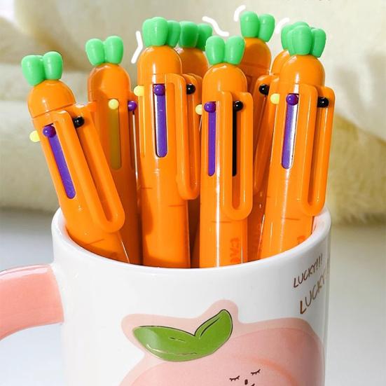 Ручка для подписи, креативная шариковая ручка в форме морковки, 6 цветов, выдвижная ручка, гладкая канцелярская ручка для письма для школы