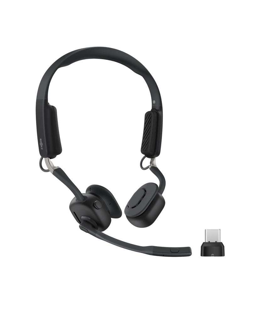 Shokz OpenMeet UC Business Earphones with Bone Conduction Air Wireless Bluetooth Open Ear Does Not Block Your Automatic Pairing Includes Clear Call 15
