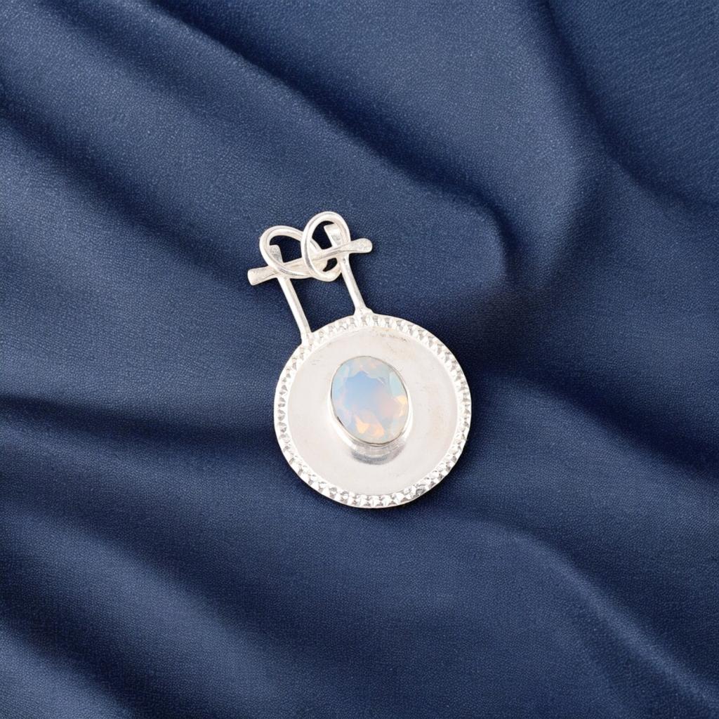 Natural Milky Opal Gemstone 925 Sterling Silver Handmade Stylish Pendant 1.4" PP-57-20
