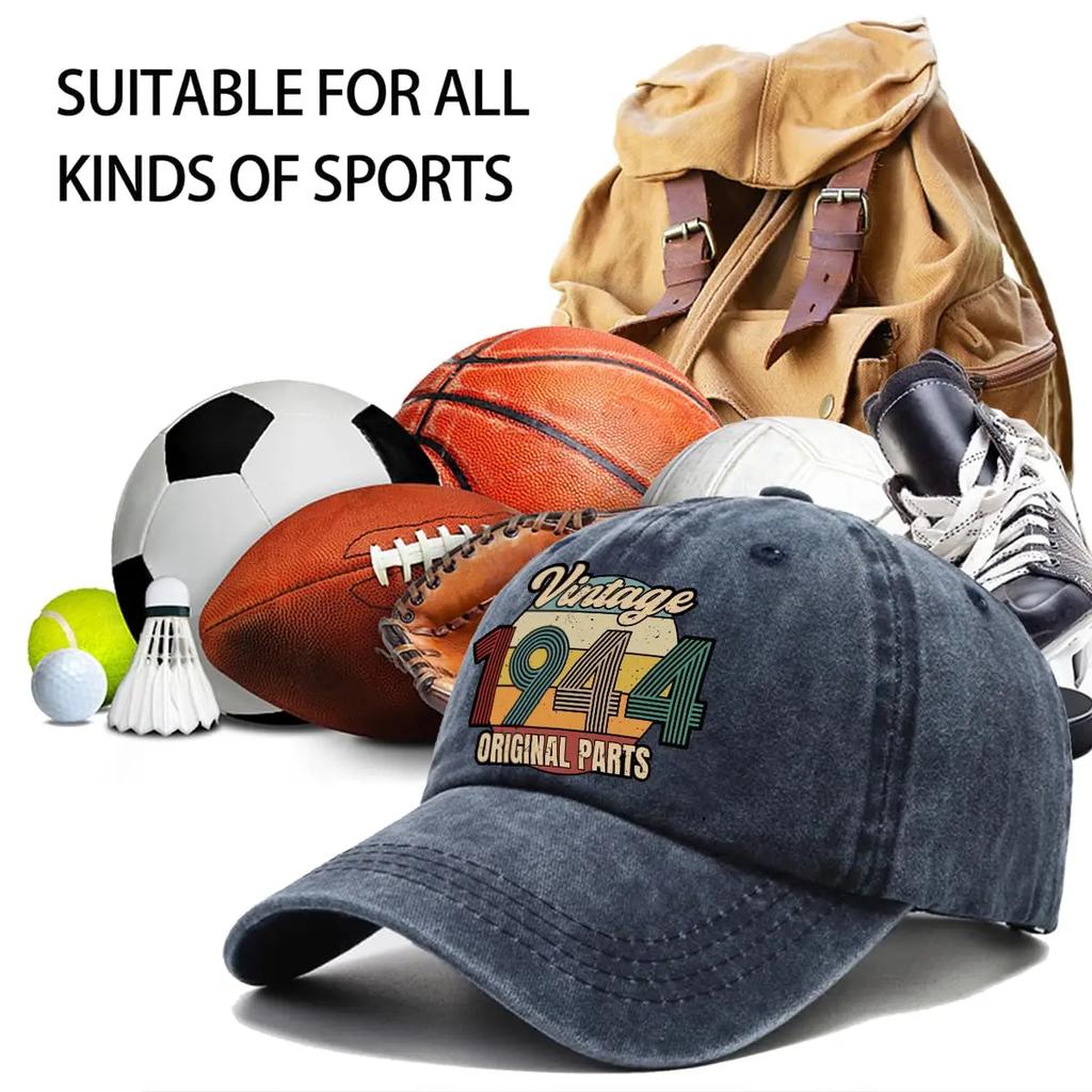 Винтаж 1944 года, оригинальные детали, забавная стираная синяя бейсболка, регулируемые кепки, подарки на 80-летие для мужчин и женщин, выходящих на пенсию