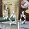 Nordic Minimalist Silver Thinker Sculpture for Home and Hotel Decor