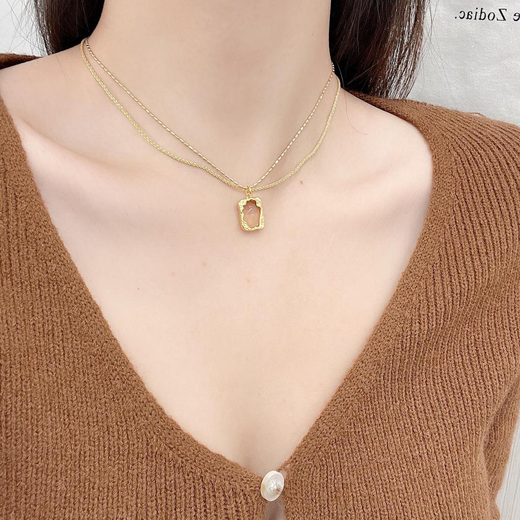 Ожерелье с подвеской «Двойной кристалл Майяра»: Осенне-зимняя ретро-цепочка для свитера высокого класса с нишевым универсальным дизайном ключицы