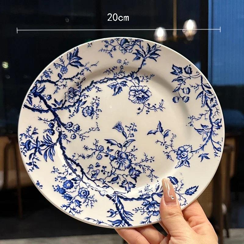 Керамические тарелки в ретро-французском стиле, легкие, роскошные, для ресторана, десерта, домашняя тарелка, изысканные блюда, обеденная тарелка, изысканная посуда