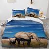 Small Elephant Duvet Cover Set 3D Print Cute Kawaii Wild Animals King Queen Size for Kids Teens Adults Animal Lover Bedding Set