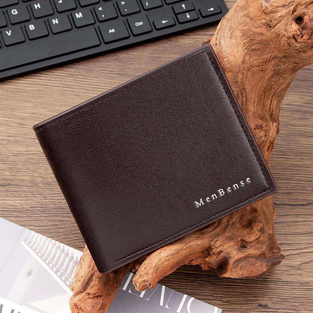 Мужской кошелек-бифолд через границу с множеством отделений для карт и карманом для монет - Высококлассный деловой стиль