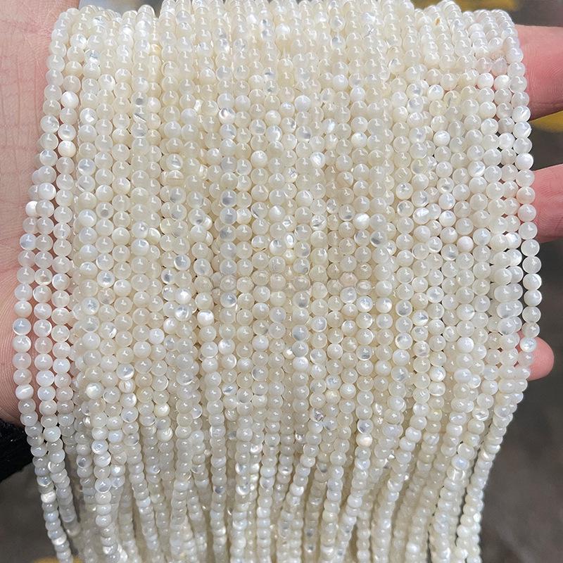 Natural White Butterfly Shell Round Beads White Pearl Small Loose Beads for DIY Jewelry Making
