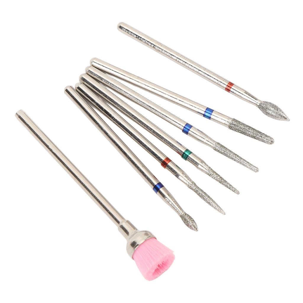 7 шт. Насадки из карбида вольфрама для маникюра, шлифовки ногтей, набор насадок для дрели для ногтей со щеточкой для чистки, прозрачные