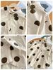 Plus Size Casual Loose Cotton Linen Shirts For Women Japanese Harajuku Style Short Tops Polka Dot Sleeves Shirt
