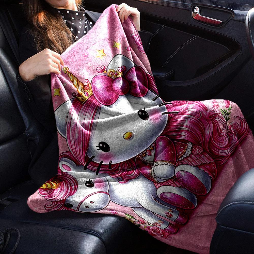 1 шт. Плед Hello Kitty с единорогом Легкий фланелевый плед для дивана, кровати, путешествий, кемпинга, гостиной, офиса, дивана, кресла