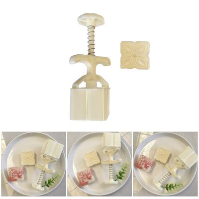 Форма для лунного пирога с квадратным цветочным узором, приспособление для изготовления лунного пирога на праздник середины осени, штампы для печенья, ручной пресс для выпечки