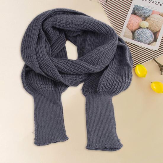 Women Knitted Scarf with Sleeve Fall Winter Warm Shawl Wrap Cardigan Solid Color Thickened