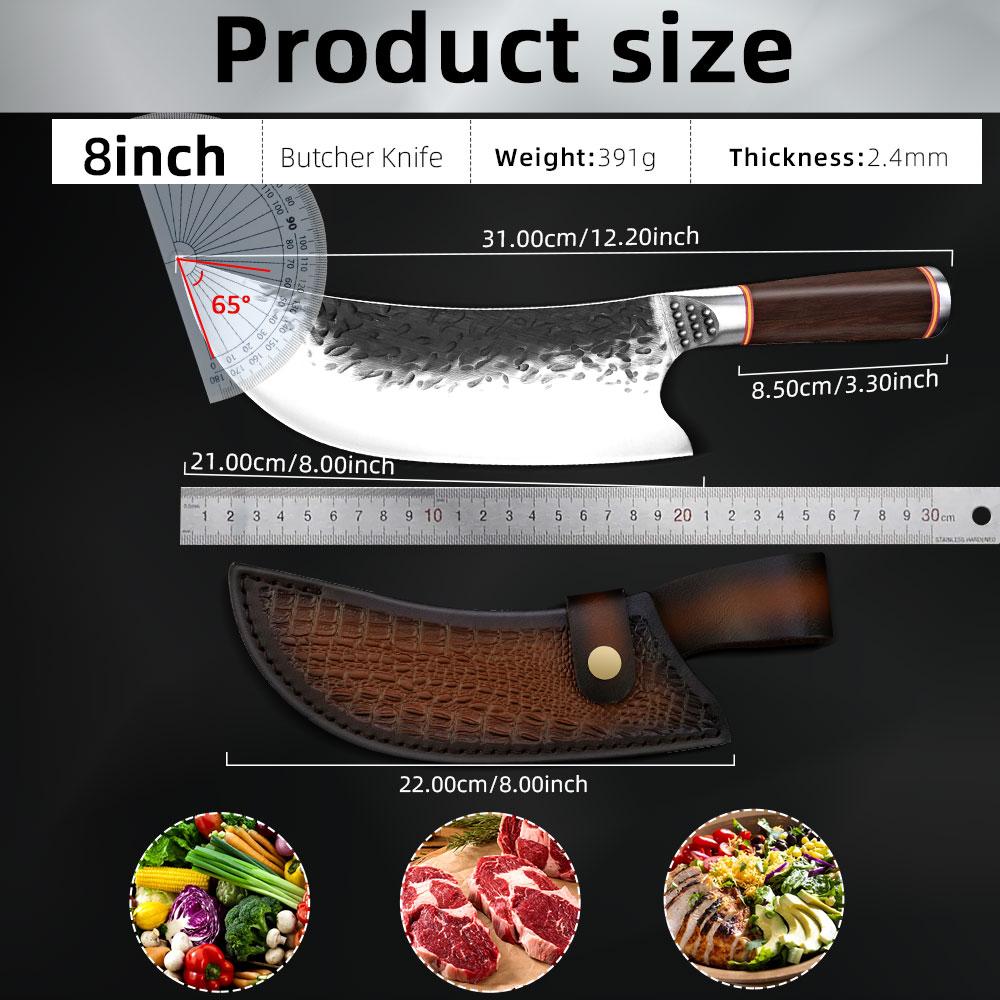Нож повара мясника из высокоуглеродистой стали ручной работы кованые кухонные ножи китайский нож-тесак для разделки мяса кухонный инструмент с деревянной ручкой
