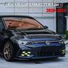 2Pcs For VW Golf 8 MK8 GTI R-Line 2020-2024 Car Front Bumper Side Splitter Spoiler Trim Fog Light Canard Black Body Kits Tuning