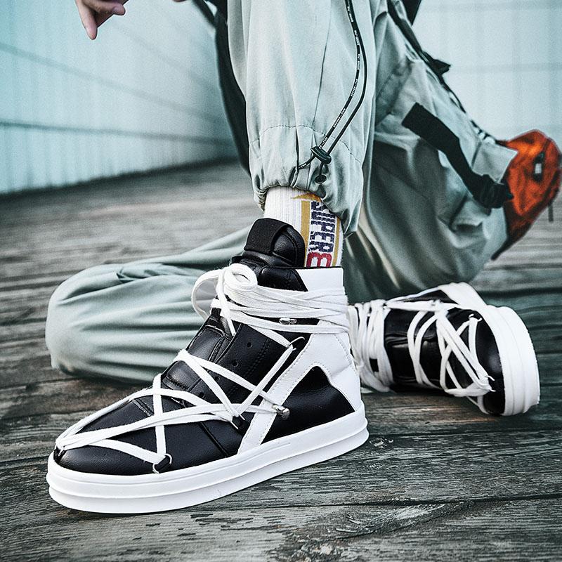 Fashion Men's Casual Shoes Multi-strap Design Leather Shoes for Man Fashion Sneakers Lace-up High Quality Luxury Designer High Street