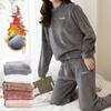 Women's Warm Flannel Pajama Tops, Thick Winter Velvet Female Plush Sleepwear Home Wear Sweatshirt Hoodies